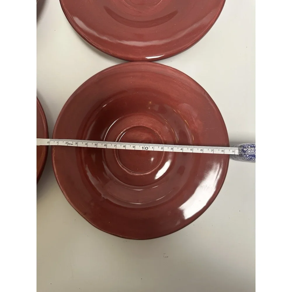Pottery Barn Sausalito Small Side‎ Plate Lot of 4 burgundy  7.25